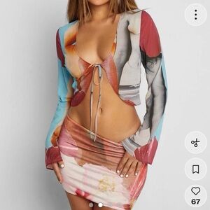 NWT Tiger Mist Pacific tie-front floral top